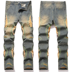 Mens Fashion Jeans Destroy embroidery thread balls 5721#