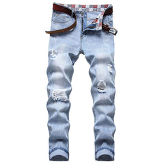 Mens Fashion Jeans Ripped D667#