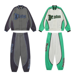 Denim Tears Jacket & Sweatpants 320g Casual Embroidered Color-Block Fabric