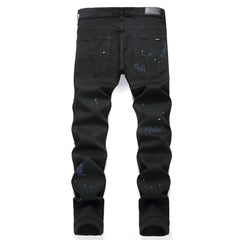 Amiri Jeans Cross Pattern Ripped Stretch Jeans