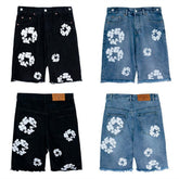 DENIM TEARS shorts denim kapok print summer loose for men and women