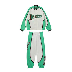 Denim Tears Jacket & Sweatpants 320g Casual Embroidered Color-Block Fabric
