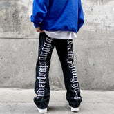 Men Jeans Embroidered Jeans Hip Hop Ripped Loose Trousers
