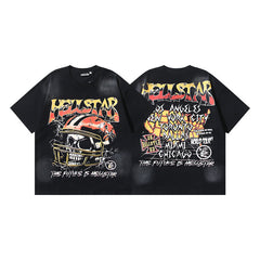 Vintage Washed Graphic Tee – Oversized Unisex Short Sleeve T-Shirt (Washed Black Series)