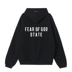 FOG Essentials Letter Embroidered Fleece Zip-Up Hoodie – 2024FW Unisex American Streetwear