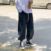 Men Jeans Fleece Addition Denim Trousers Men's Spring and Autumn Loose Wide-Leg Pants