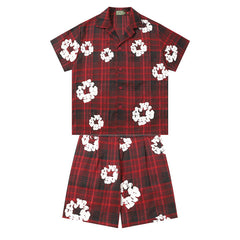 Denim Tears Shirt & Shorts 2 Piece Set Kapok Plaid Short Sleeve