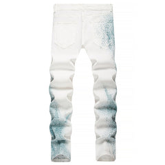 Mens Fashion Jeans Blue ink splash 1321#
