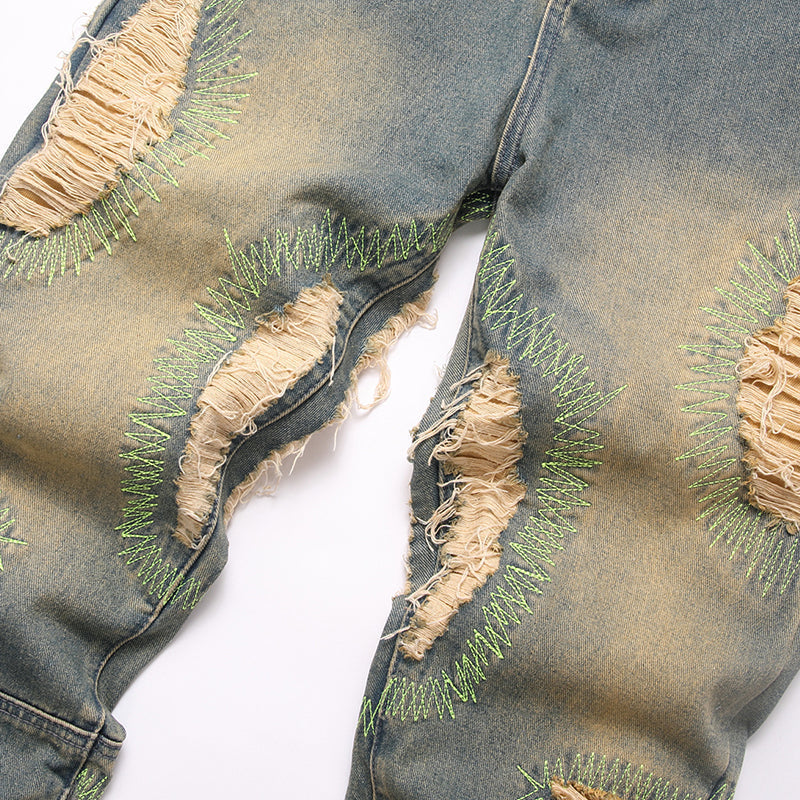 Mens Fashion Jeans Damaging embroidery 5717#