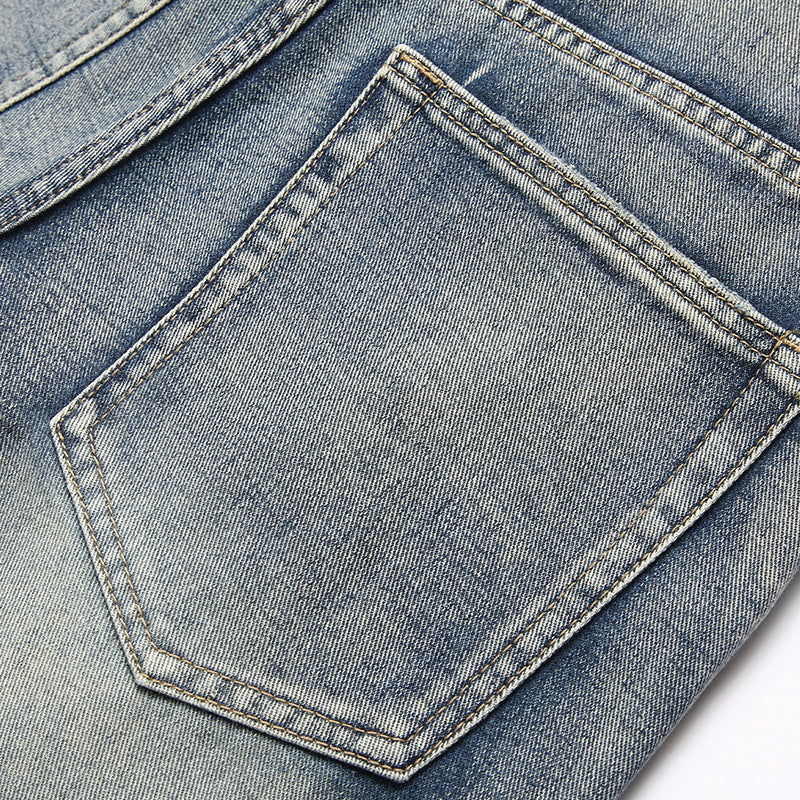 Mens Fashion Jeans Patchwork wide-leg pants 5713#