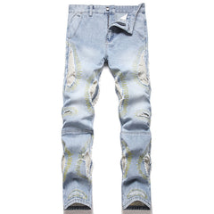 Mens Fashion Jeans Destroy embroidery thread balls 5720#