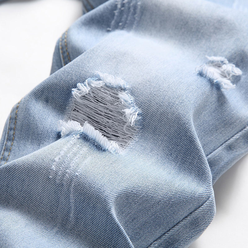Mens Fashion Jeans Ripped D667#