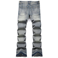 Mens Fashion Jeans Patchwork wide-leg pants 5713#