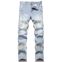 Mens Fashion Jeans Destroy embroidery thread balls 5720#