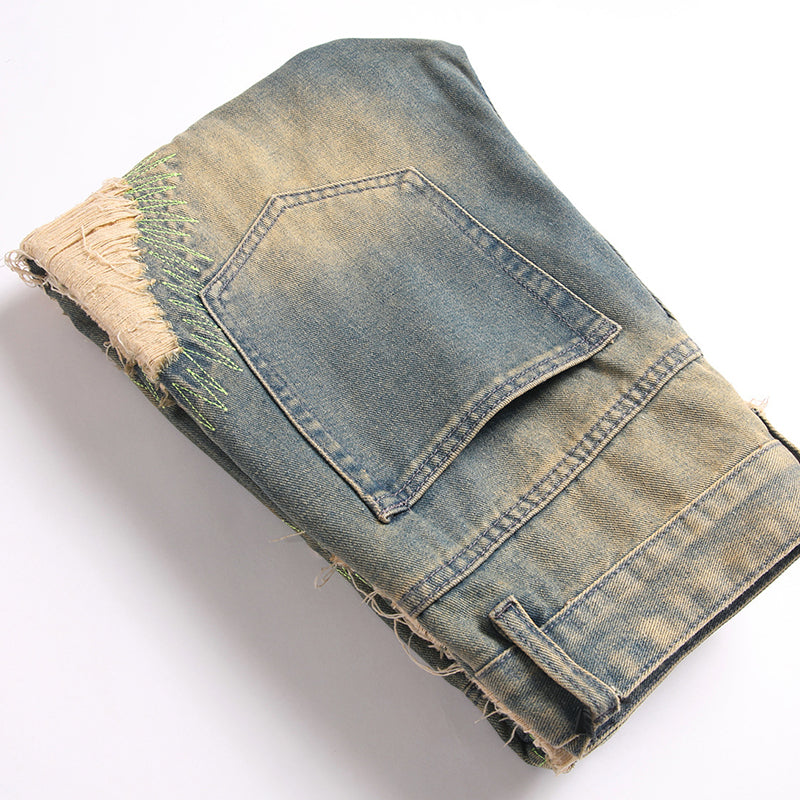 Mens Fashion Jeans Damaging embroidery 5717#