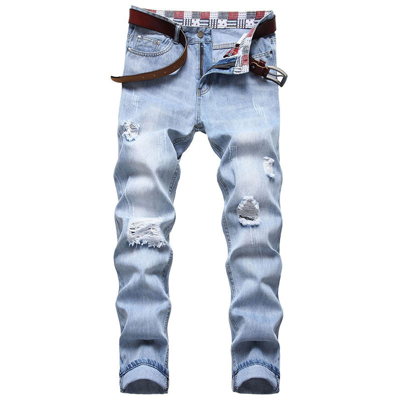 Mens Fashion Jeans Ripped D667#