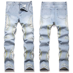 Mens Fashion Jeans Destroy embroidery thread balls 5720#
