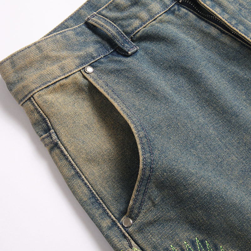 Mens Fashion Jeans Damaging embroidery 5717#