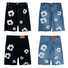DENIM TEARS shorts denim kapok print summer loose for men and women