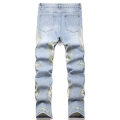 Mens Fashion Jeans Destroy embroidery thread balls 5720#