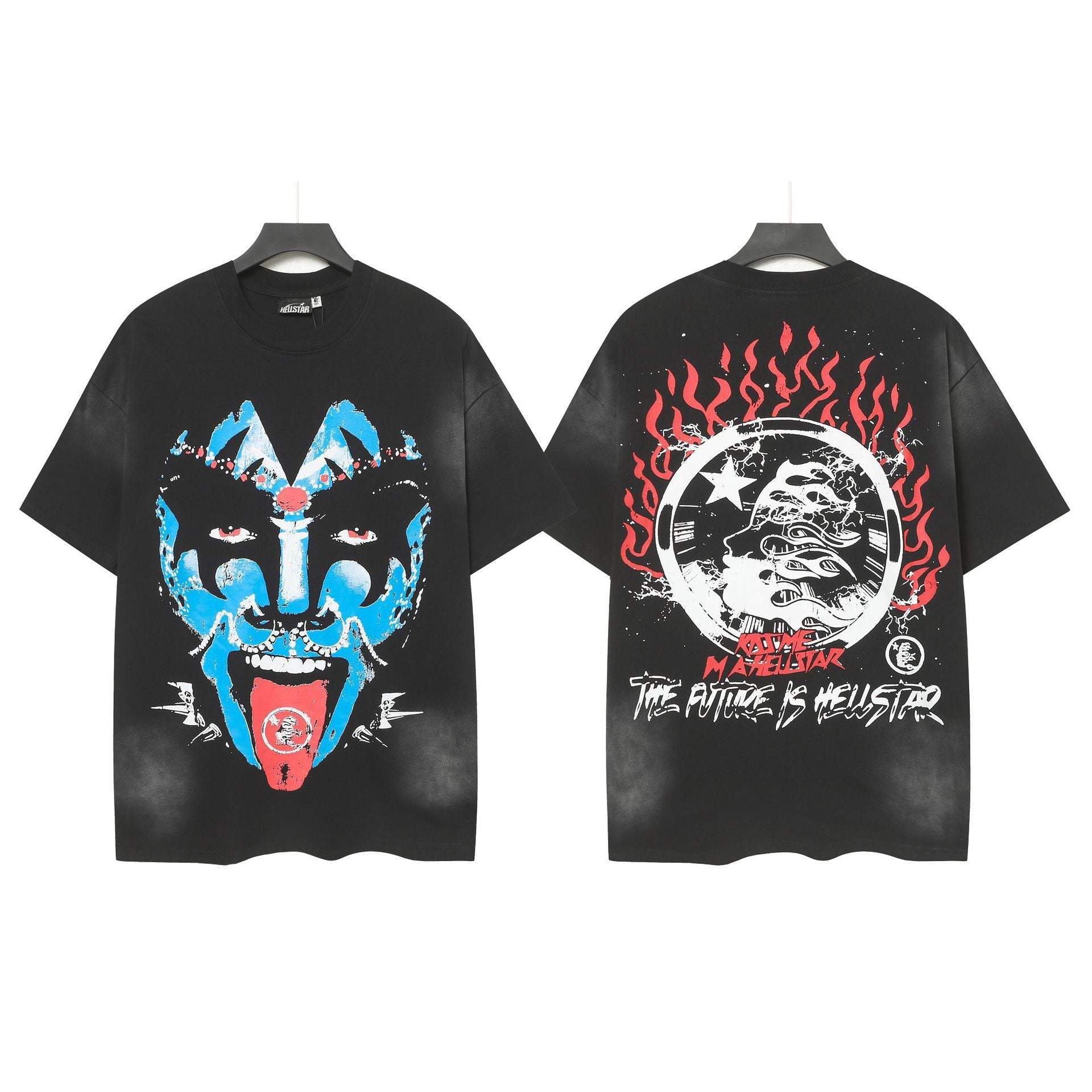 Hell Star Heel Washed Vintage American Print Short Sleeve T-Shirt