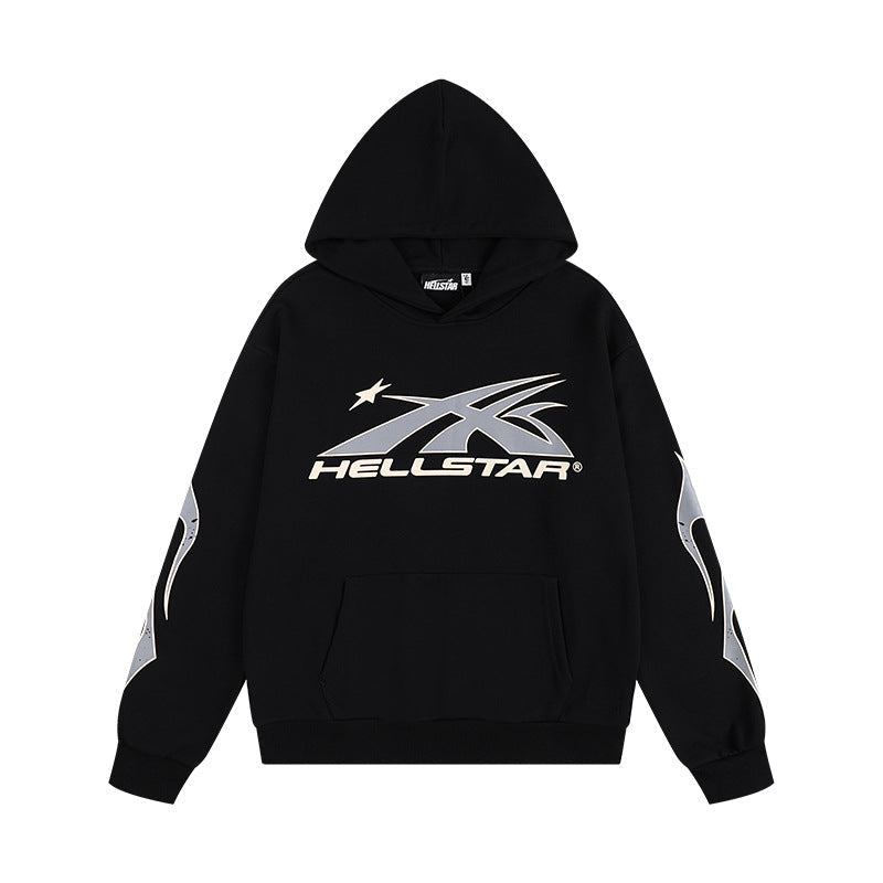 HELLSTAR 25SS American Streetwear Heavyweight Terry Graphic Hoodie & Sweatpants Set