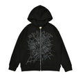 25ss High Quality SP5DER American Streetwear Rhinestone Foam Letter Spider Web Hoodie (Unisex)