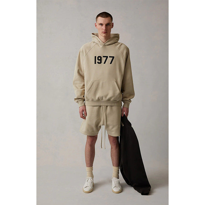 FOG Essentials 1977 Flocked Logo Fleece Pullover Hoodie – 2022SS Vintage American Streetwear