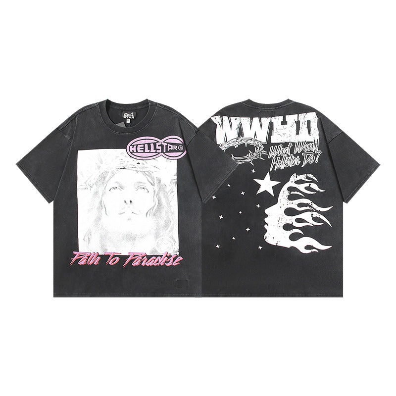 Vintage Washed Oversized Graphic Tee – Unisex American Streetwear