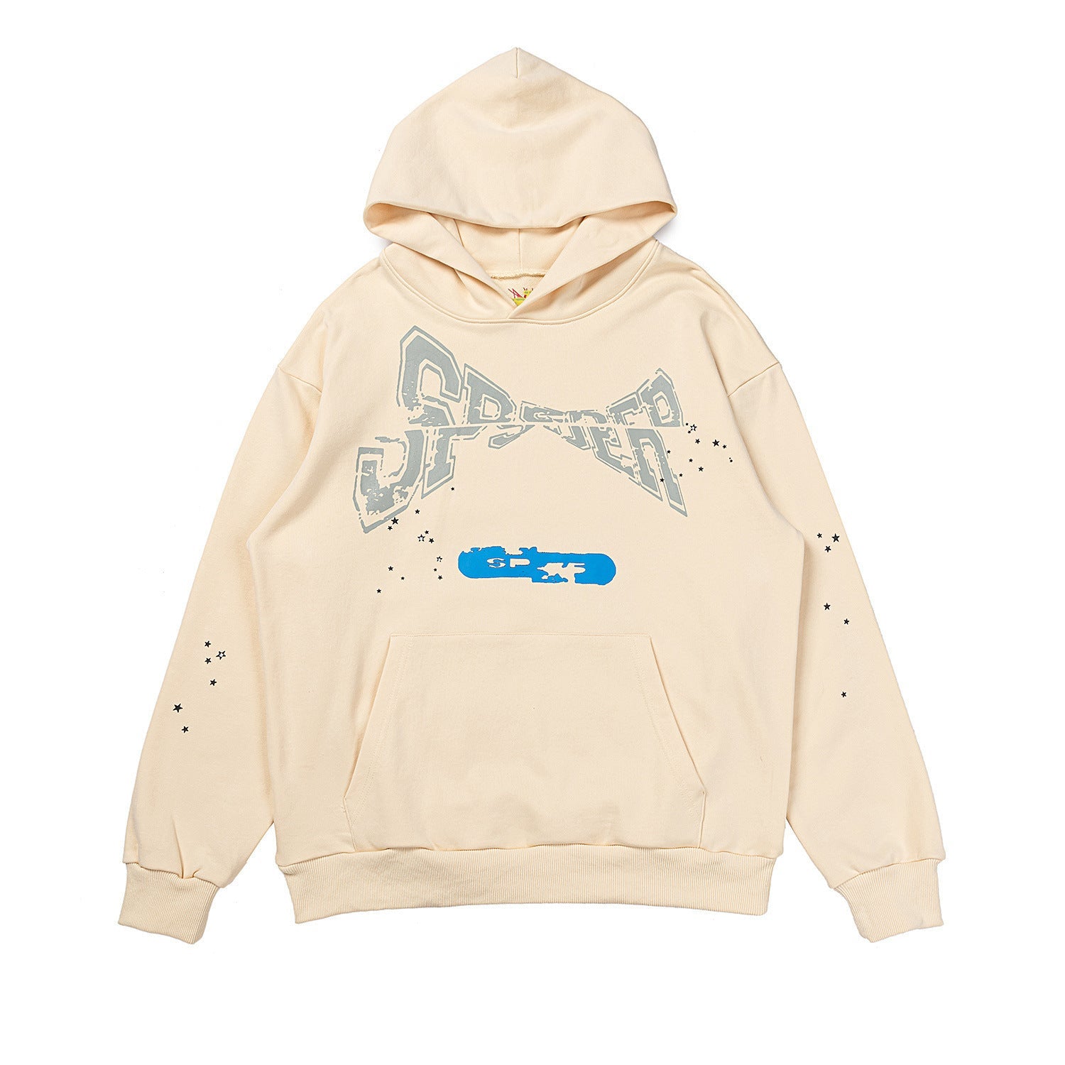 25ss High Quality SP5DER American Streetwear Rhinestone Foam Letter Spider Web Hoodie (Unisex)