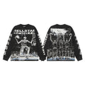 Hellstar Skull & Lightning Print Acid Wash Vintage Long Sleeve Hoodie