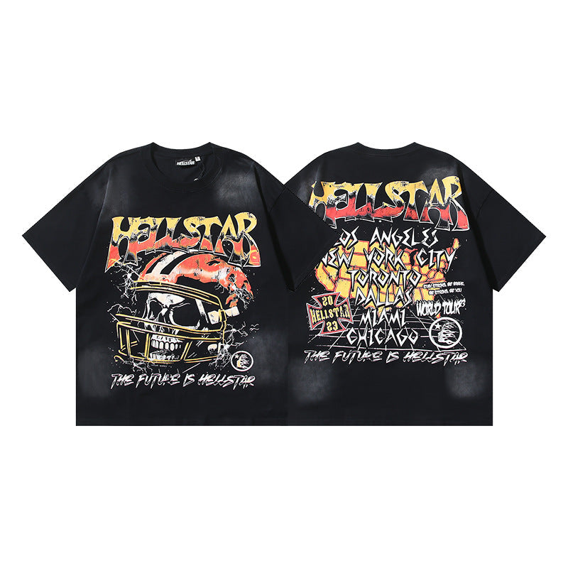 Vintage Washed Graphic Tee – Oversized Unisex Short Sleeve T-Shirt (Washed Black Series)
