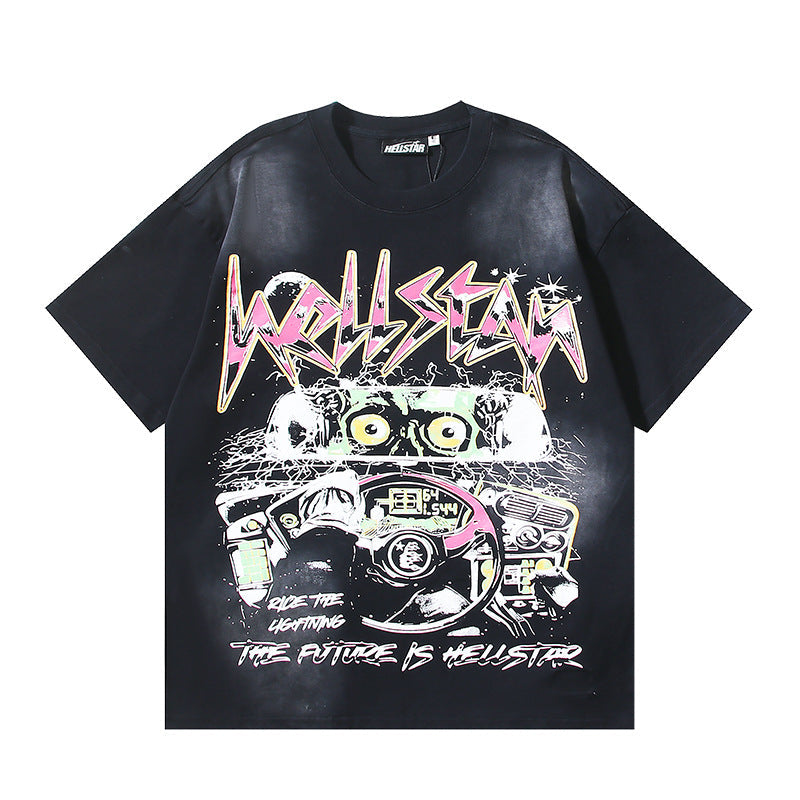 HELLSTAR Washed Vintage Graphic Tee — Unisex Oversized Streetwear