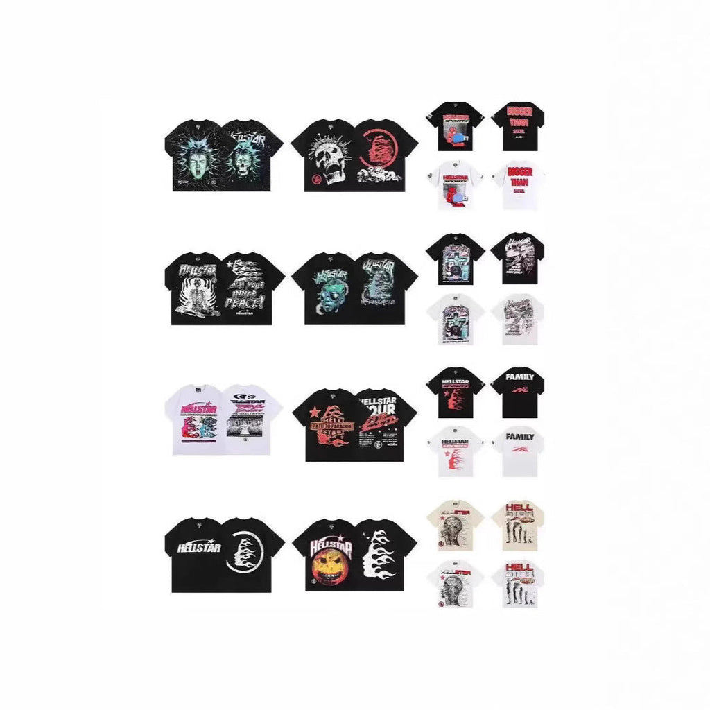 HELLSTAR Hip-Hop Graphic Letter Print Streetwear Oversized Cotton Tee