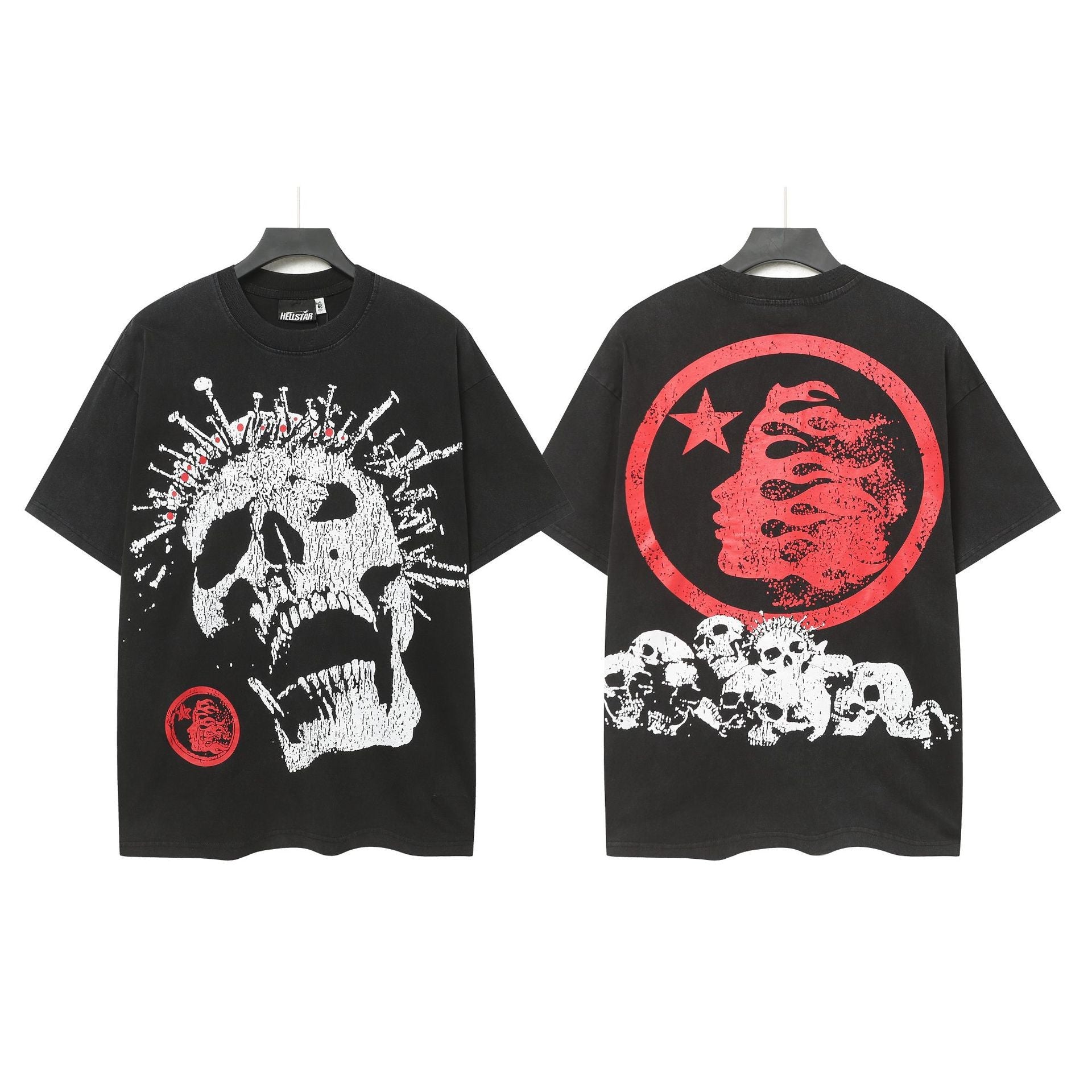 Hell Star Heel Washed Vintage American Print Short Sleeve T-Shirt