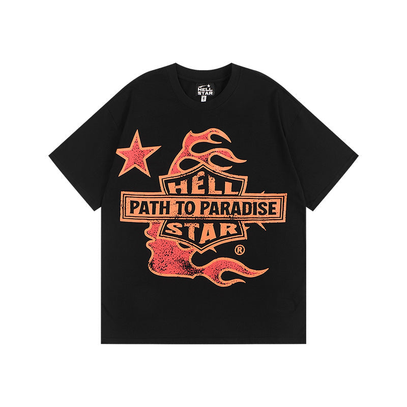 HELLSTAR Hip-Hop Graphic Letter Print Streetwear Oversized Cotton Tee