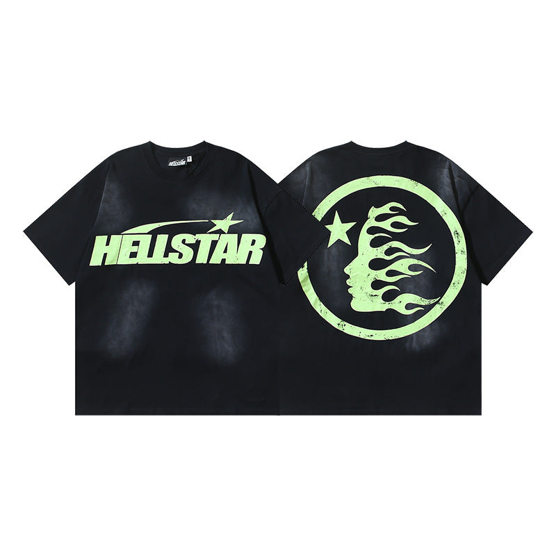 HELLSTAR 2025 American Streetwear Heavyweight Washed Vintage Oversized Short Sleeve T-Shirt