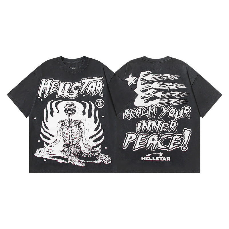Vintage Washed Oversized Graphic Tee – Unisex American Streetwear