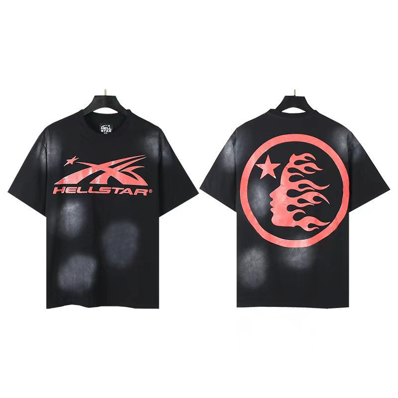 Hellstar Acid-Washed Graphic Tee & Shorts Set