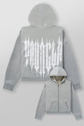 YOUNGLA Men's Graphic Zip-Up Hoodie – Heavyweight Fleece Streetwear Sweatshirt