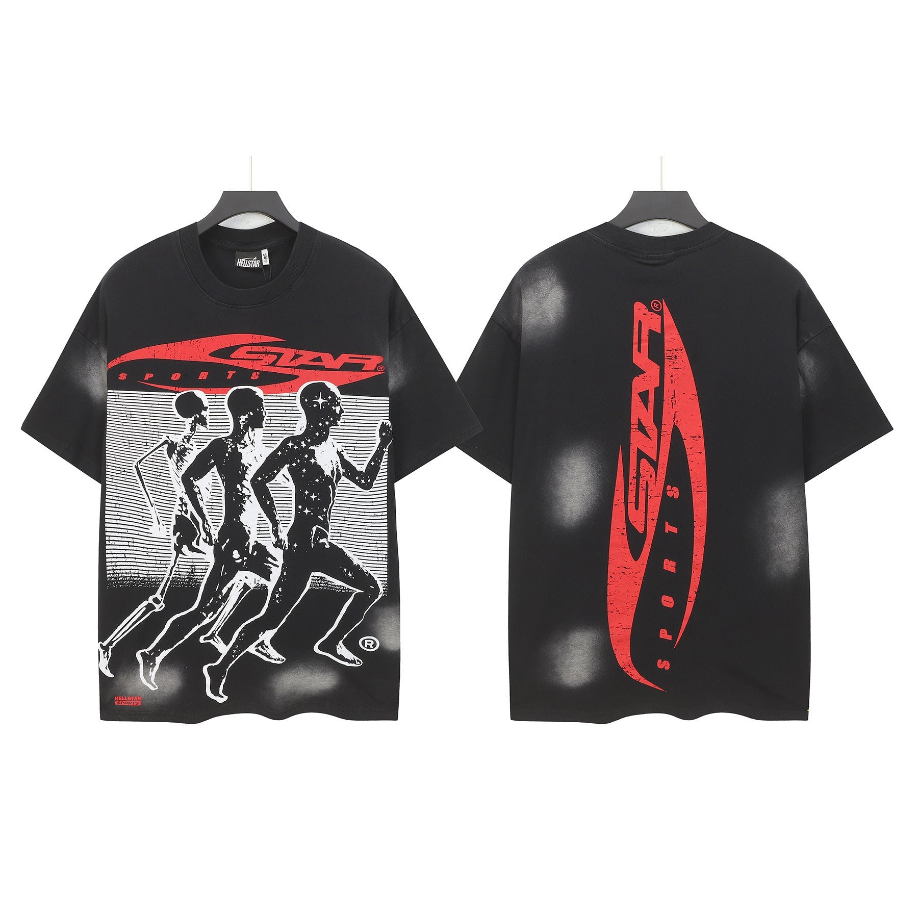 Hell Star Heel Washed Vintage American Print Short Sleeve T-Shirt