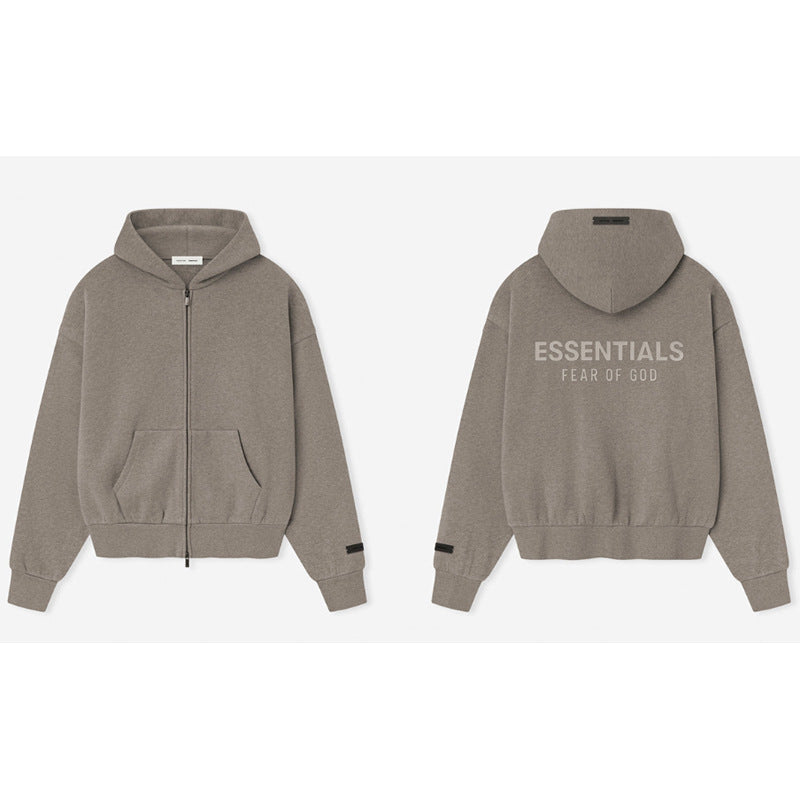 FOG Essentials Oversized Drop Shoulder Zip-Up Hoodie – Spring 2025 American Streetwear