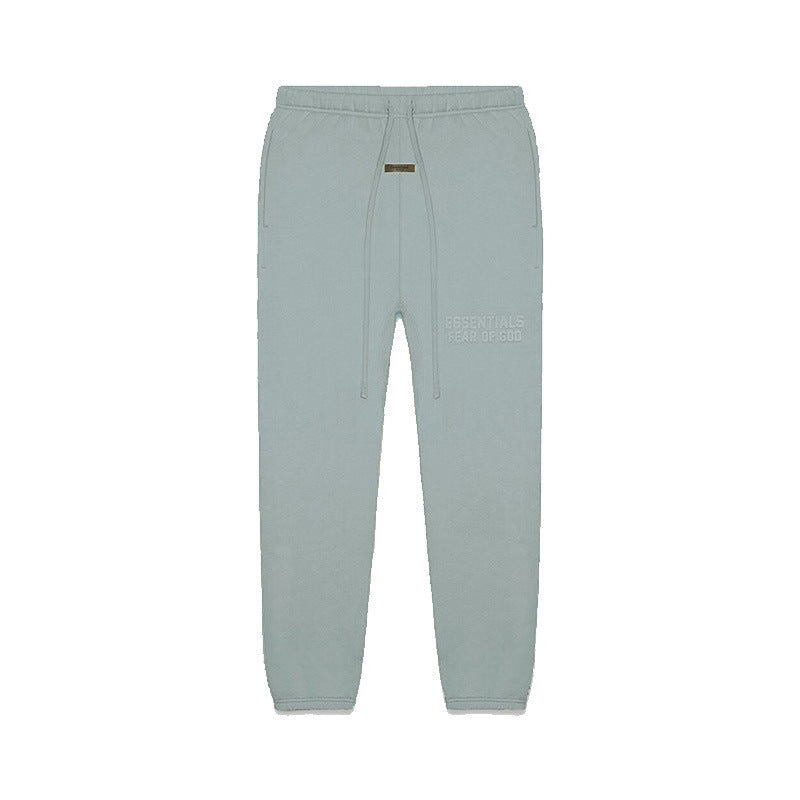 FOG Essentials Letter Embossed Fleece Drawstring Sweatpants – 2023SS American Streetwear
