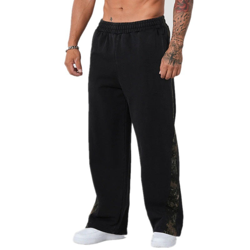 YOUNGLA Men's Camo Stripe Straight Leg Pants – Relaxed Fit Athletic Joggers
