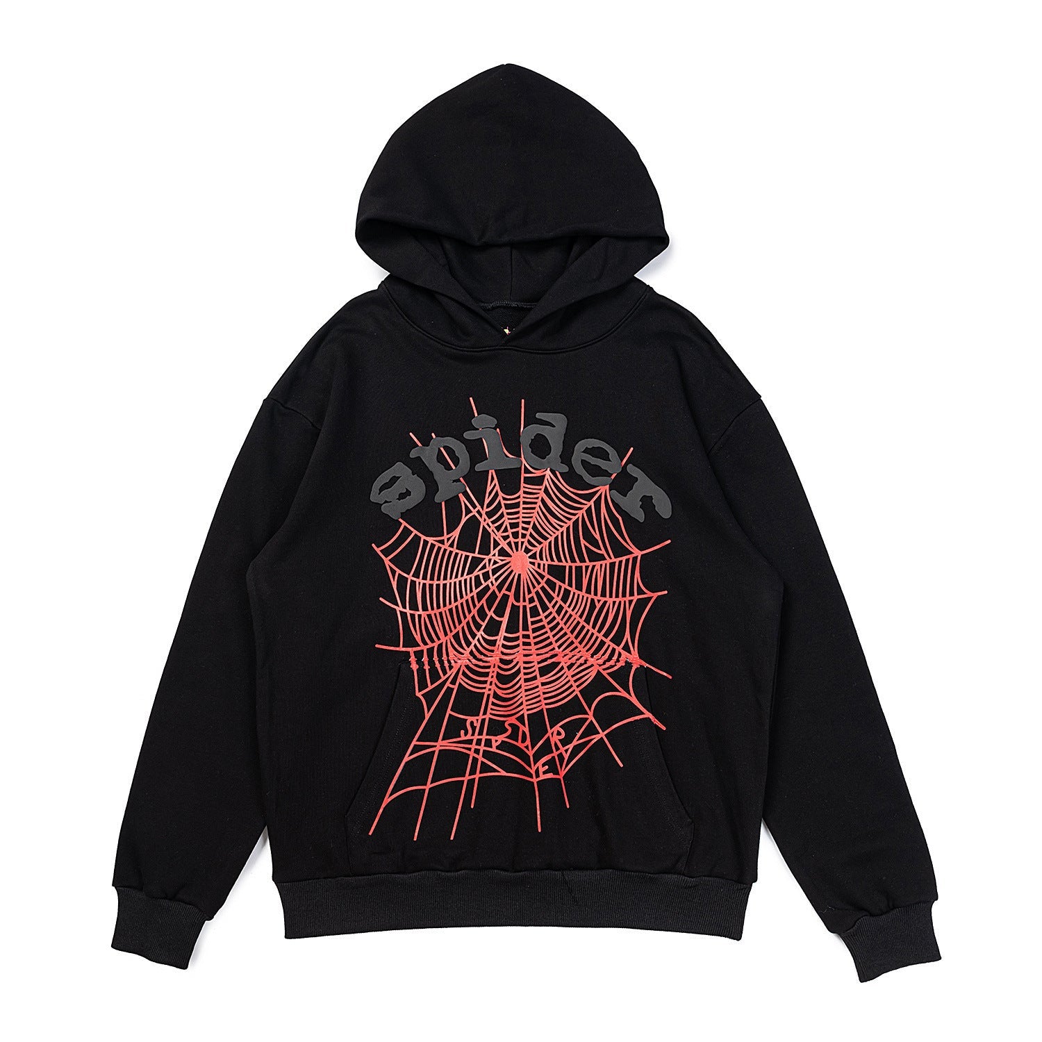 25ss High Quality SP5DER American Streetwear Rhinestone Foam Letter Spider Web Hoodie (Unisex)