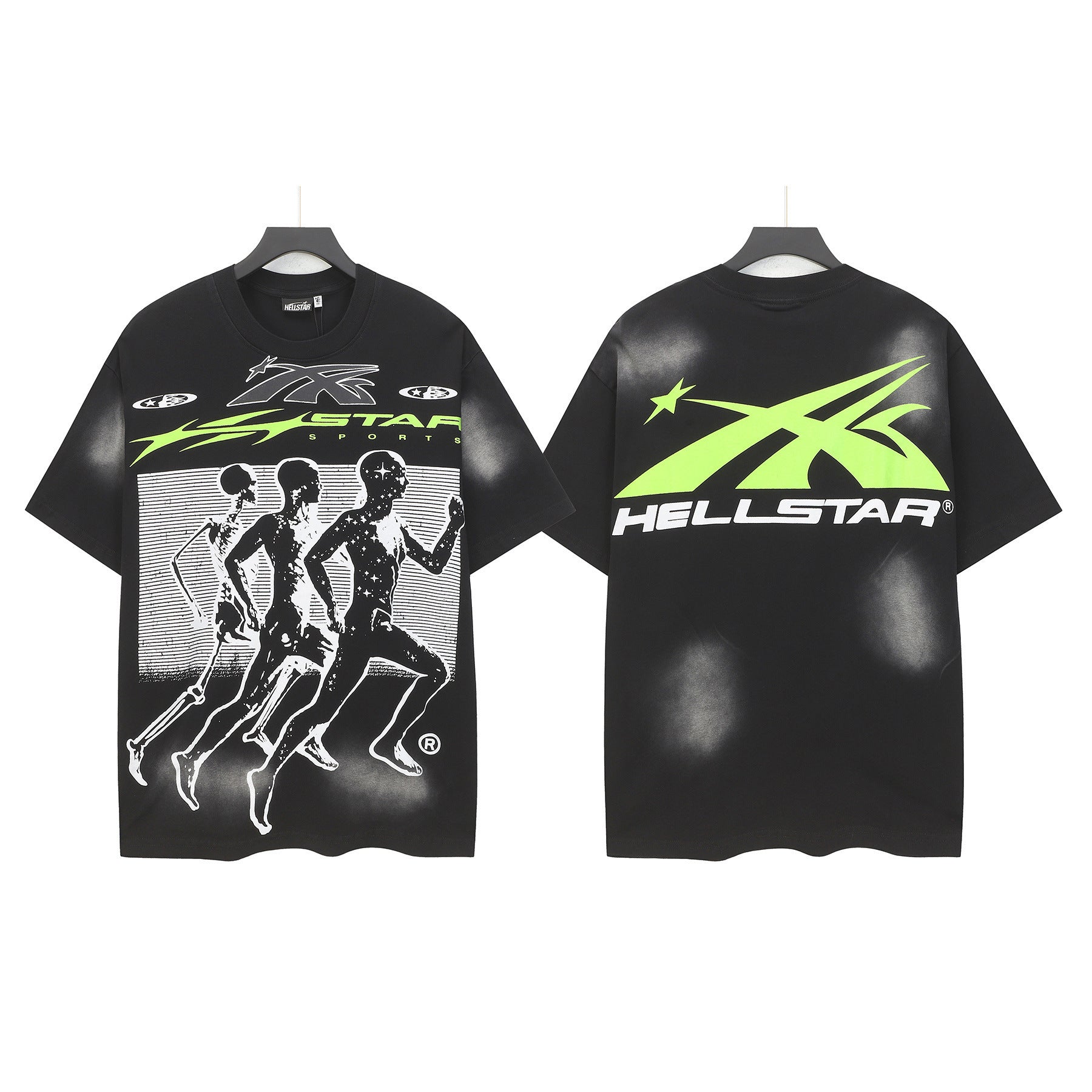 Hell Star Heel Washed Vintage American Print Short Sleeve T-Shirt