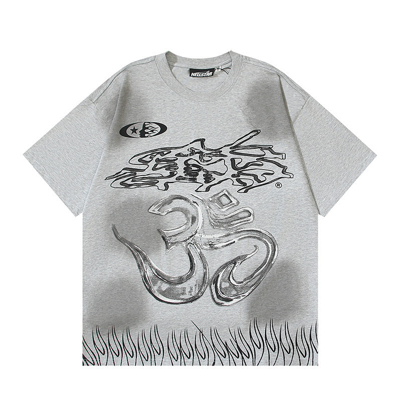 HELLSTAR 2025 American Streetwear Heavyweight Washed Vintage Oversized Short Sleeve T-Shirt
