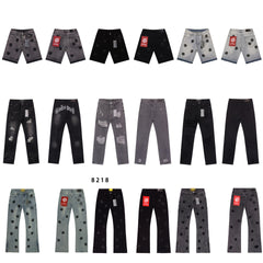Vintage Distressed Embroidered Straight-Leg Jeans