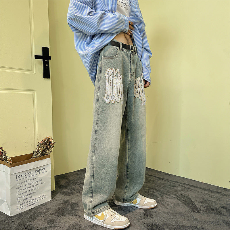 Men Jeans Hiphop Jeans Men Autumn Loose Straight Trousers