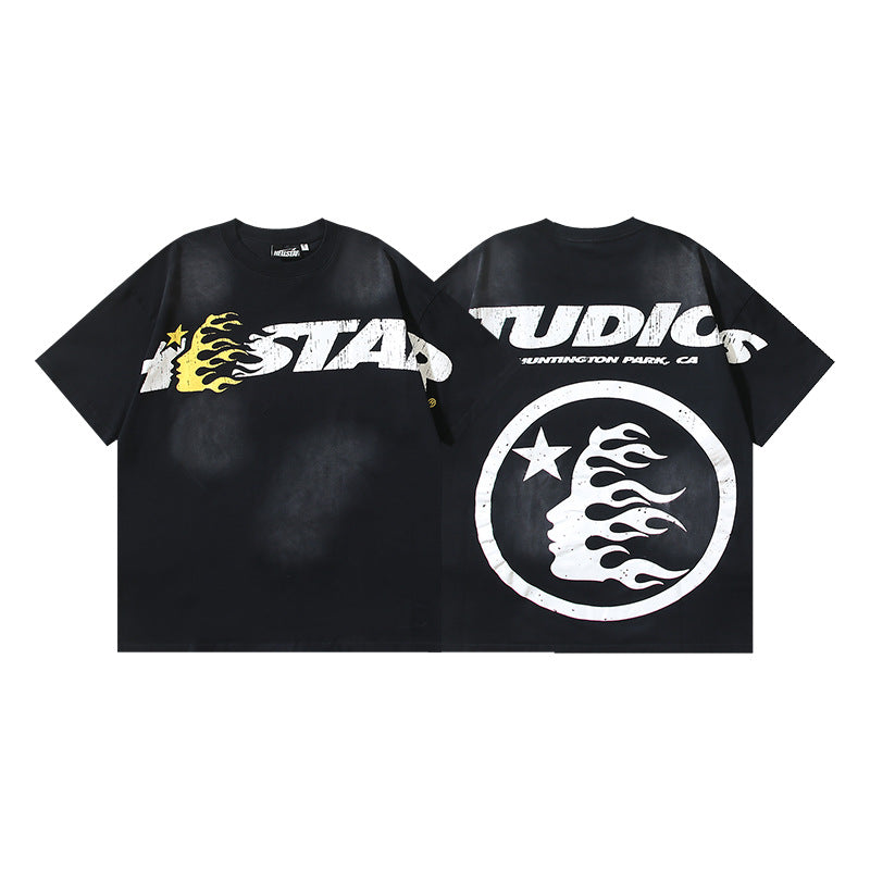 Vintage Washed Oversized Graphic Tee – Unisex American Streetwear